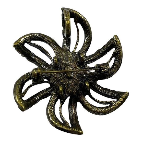 Pink Purple Rhinestone Brooch Pin Flower Shape Large 2" Statement Piece Vintage - Picture 3 of 7